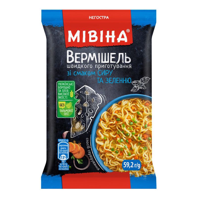 Вермішель Мівіна смак сир зелень негостра 59.2г
